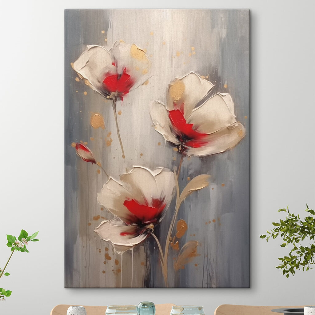 Painting of flowers on a grey background