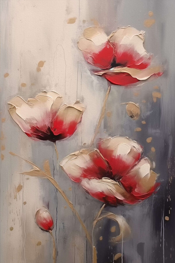 Peinture de fleurs sur fond gris Peinture de fleurs sur fond gris