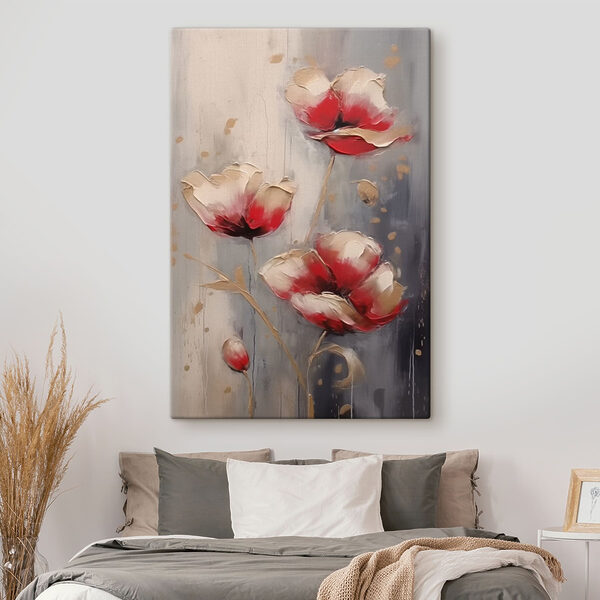 Peinture de fleurs sur fond gris Peinture de fleurs sur fond gris