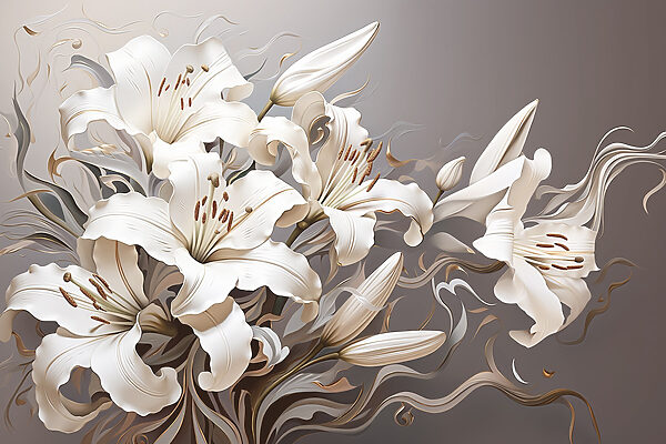 Fleurs blanches avec des tourbillons bruns et blancs Fleurs blanches avec des tourbillons bruns et blancs