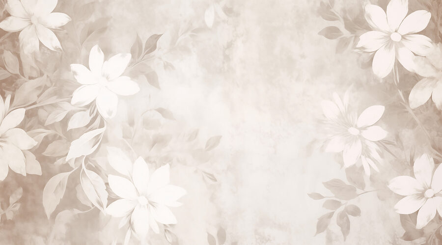 Motif floral blanc et gris