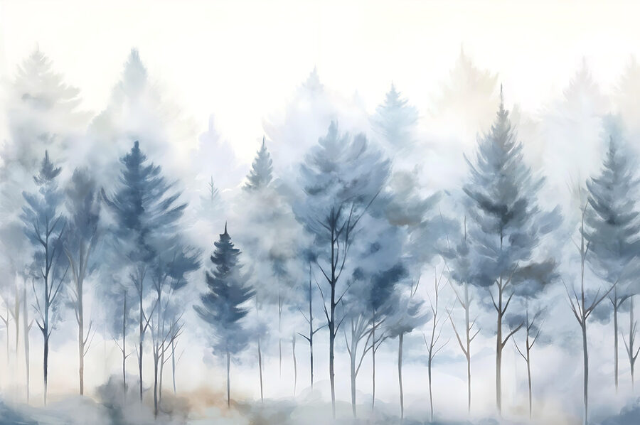 Papier peint Groupe d'arbres dans le brouillard – Image 7