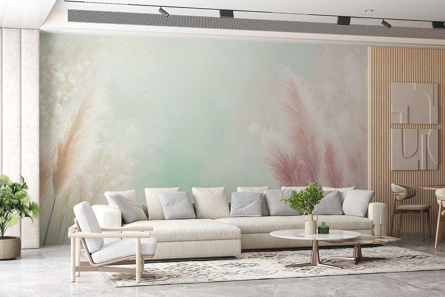 L'herbe douce et pastel se balance doucement L'herbe douce et pastel se balance doucement
