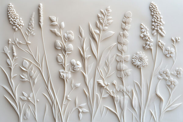 Motif de fleurs et de feuilles blanches Motif de fleurs et de feuilles blanches