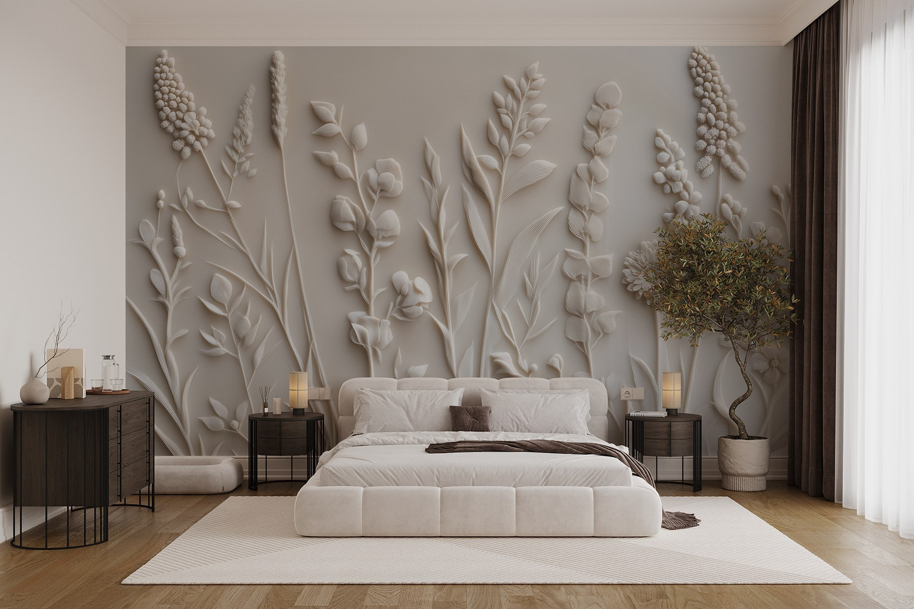 White flower and leaf design White flower and leaf design