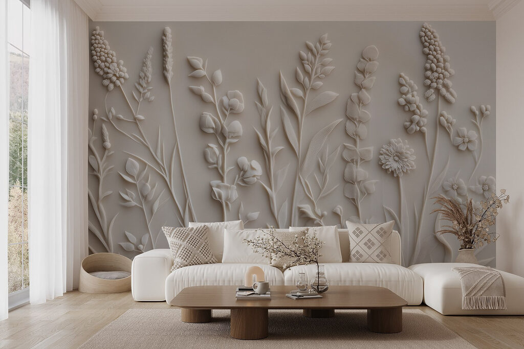 White flower and leaf design White flower and leaf design