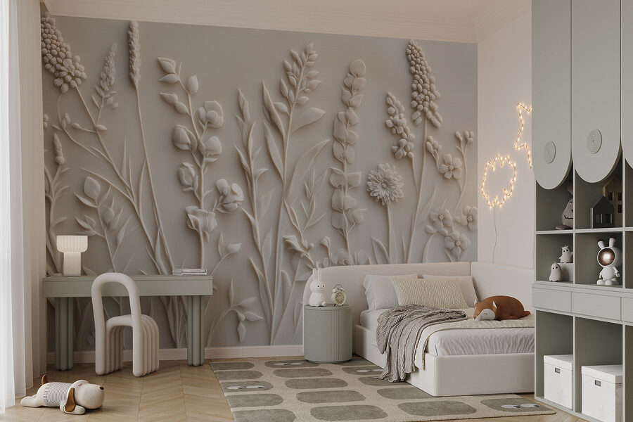 Motif de fleurs et de feuilles blanches Motif de fleurs et de feuilles blanches