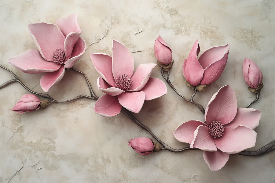 Groupe de fleurs roses sur une surface blanche