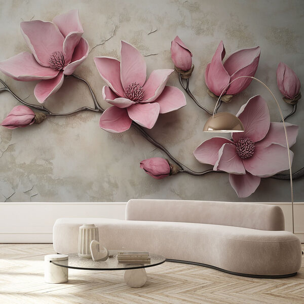 Groupe de fleurs roses sur une surface blanche Groupe de fleurs roses sur une surface blanche