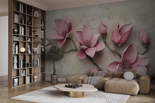 Groupe de fleurs roses sur une surface blanche Groupe de fleurs roses sur une surface blanche