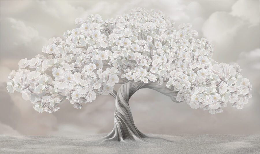 Arbre à fleurs blanches