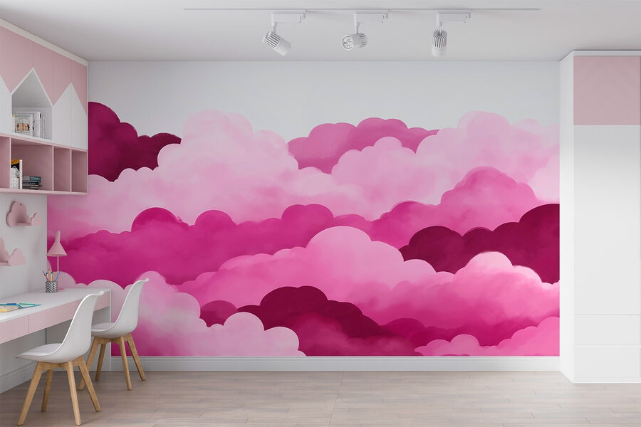 Nuages roses dans le ciel