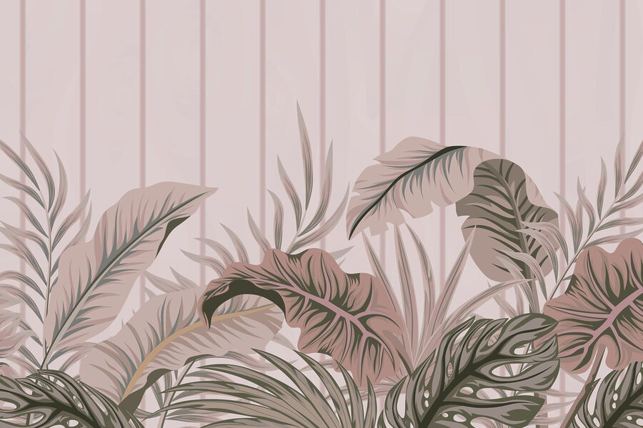 Feuilles luxuriantes sur fond doux