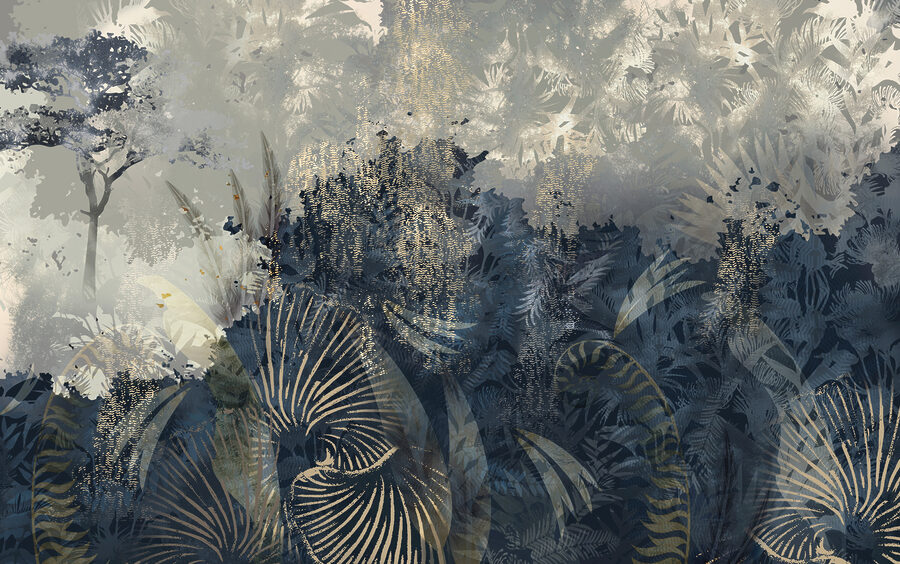 Forêt sereine avec textures superposées