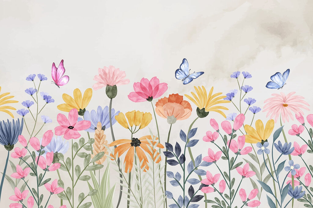 Peinture de fleurs et de papillons Peinture de fleurs et de papillons