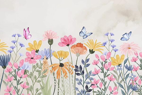Peinture de fleurs et de papillons Peinture de fleurs et de papillons