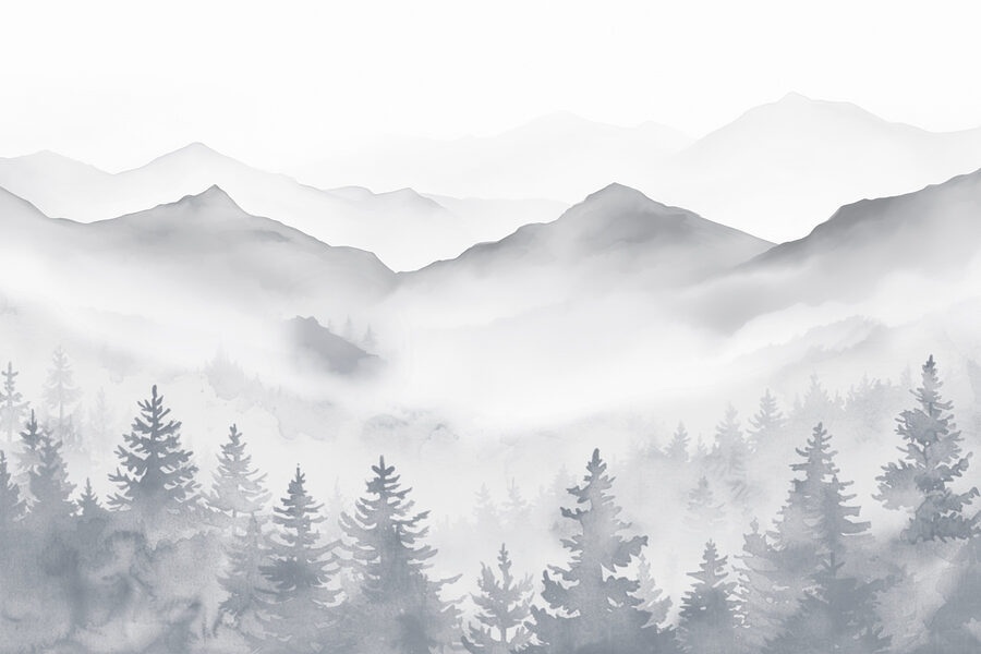 Paysage de montagnes et d'arbres