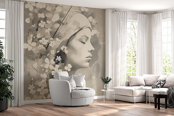 Une douce beauté dans une étreinte florale Une douce beauté dans une étreinte florale