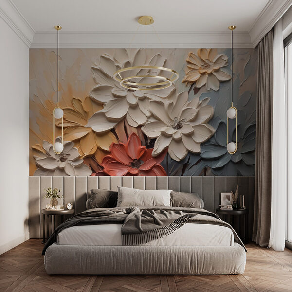 Papier peint Papier peint Peinture de fleurs sur un mur (UGS : w02799)