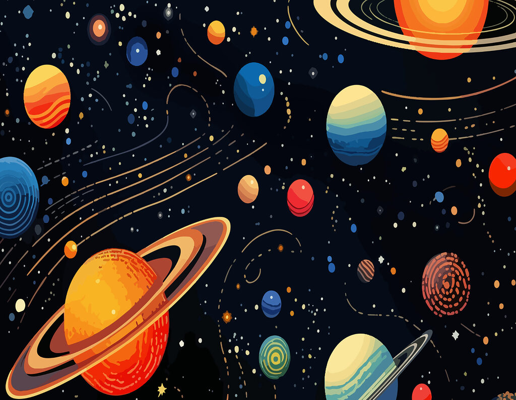 Planètes et étoiles colorées Planètes et étoiles colorées