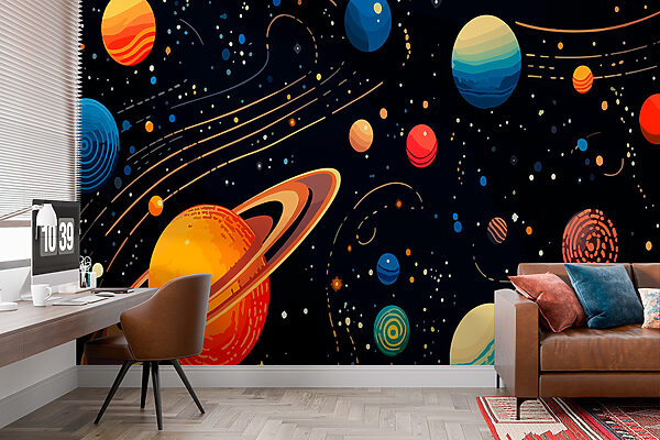 Planètes et étoiles colorées Planètes et étoiles colorées