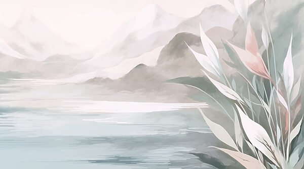 Peinture d'une montagne et de l'eau Peinture d'une montagne et de l'eau