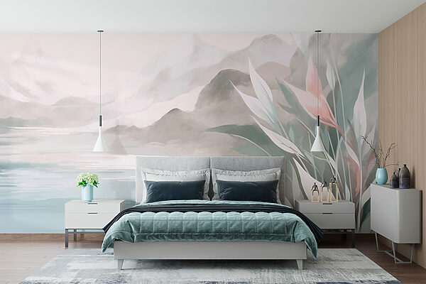 Peinture d'une montagne et de l'eau Peinture d'une montagne et de l'eau