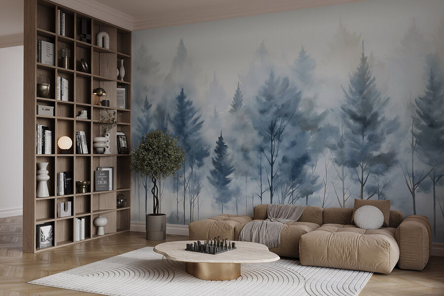 Papier peint Groupe d'arbres dans le brouillard – Image 3