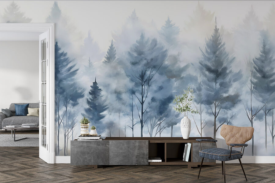 Papier peint Groupe d'arbres dans le brouillard – Image 4