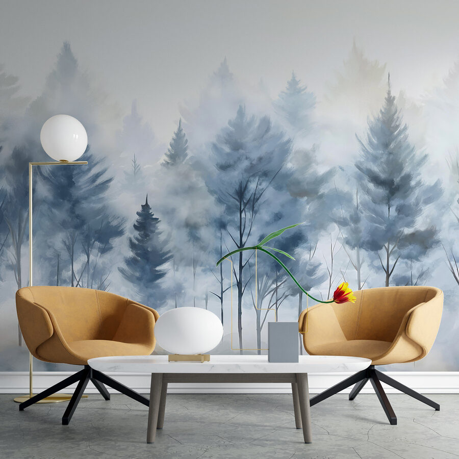 Papier peint Groupe d'arbres dans le brouillard – Image 5