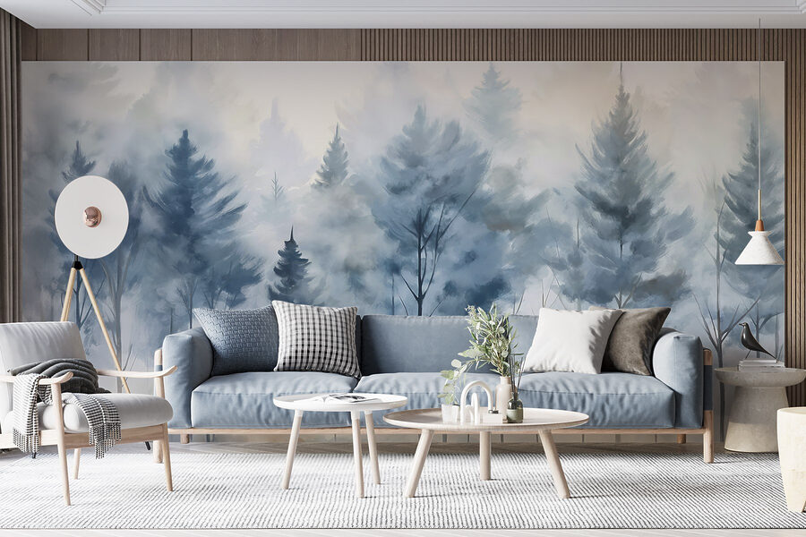 Papier peint Groupe d'arbres dans le brouillard – Image 6