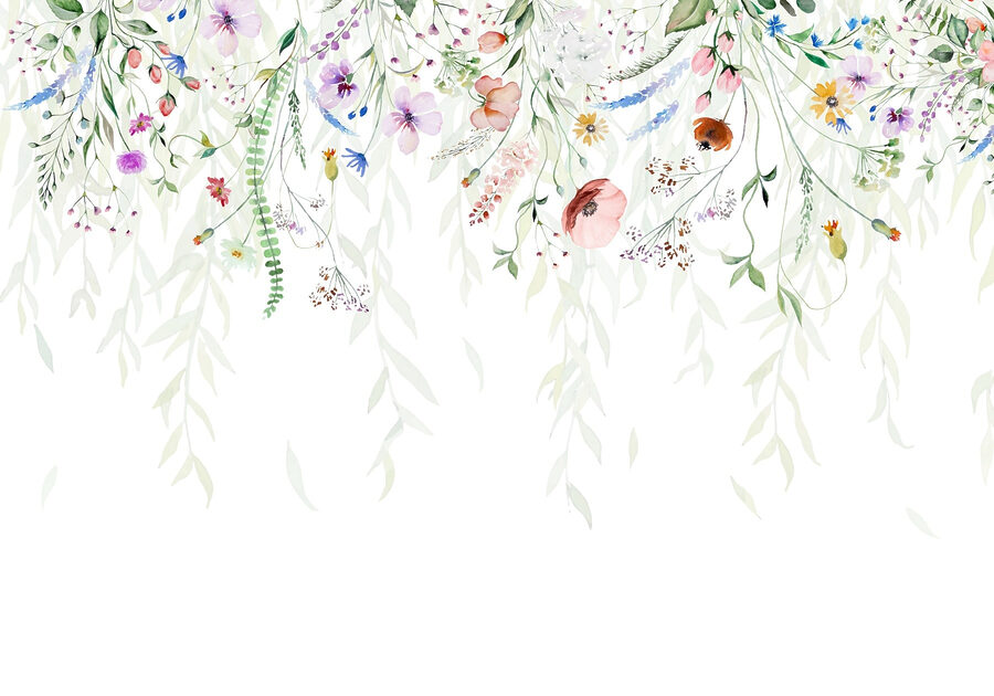 Aquarelle de fleurs et de feuilles
