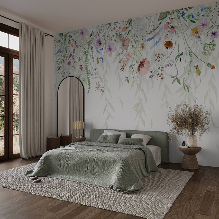 Aquarelle de fleurs et de feuilles