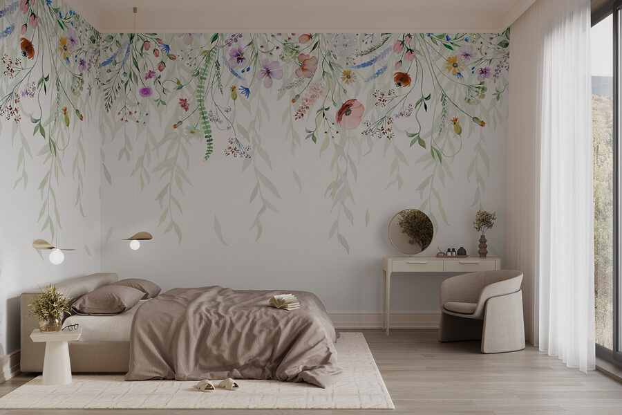 Aquarelle de fleurs et de feuilles