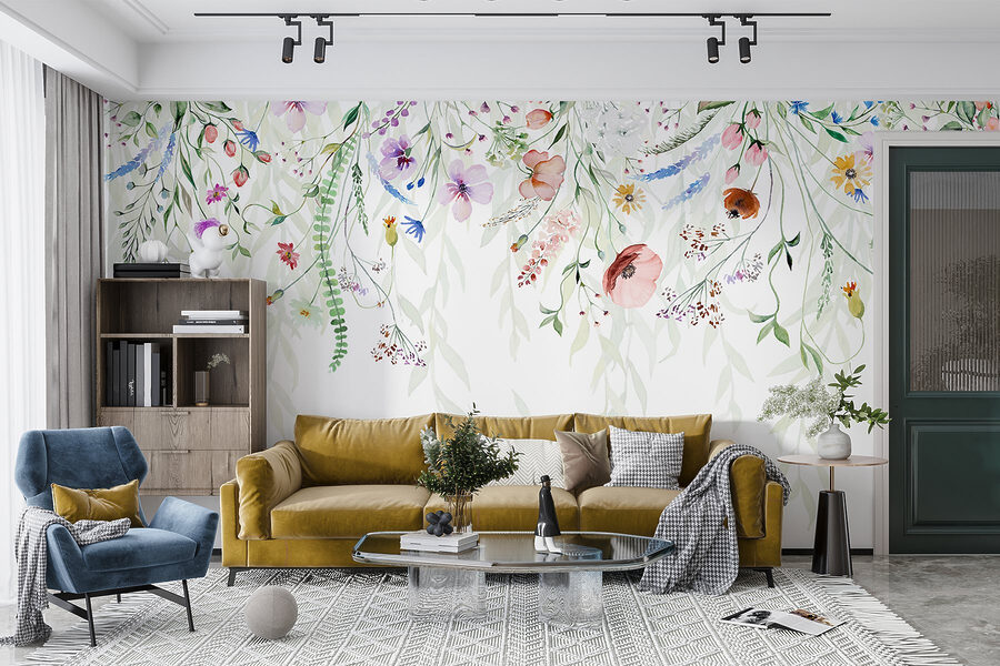 Aquarelle de fleurs et de feuilles