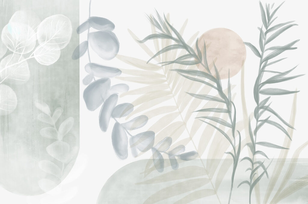 Illustration botanique sereine dans des tons doux Illustration botanique sereine dans des tons doux