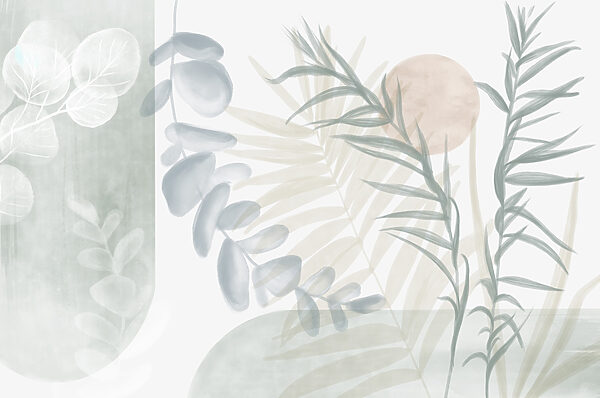 Illustration botanique sereine dans des tons doux Illustration botanique sereine dans des tons doux