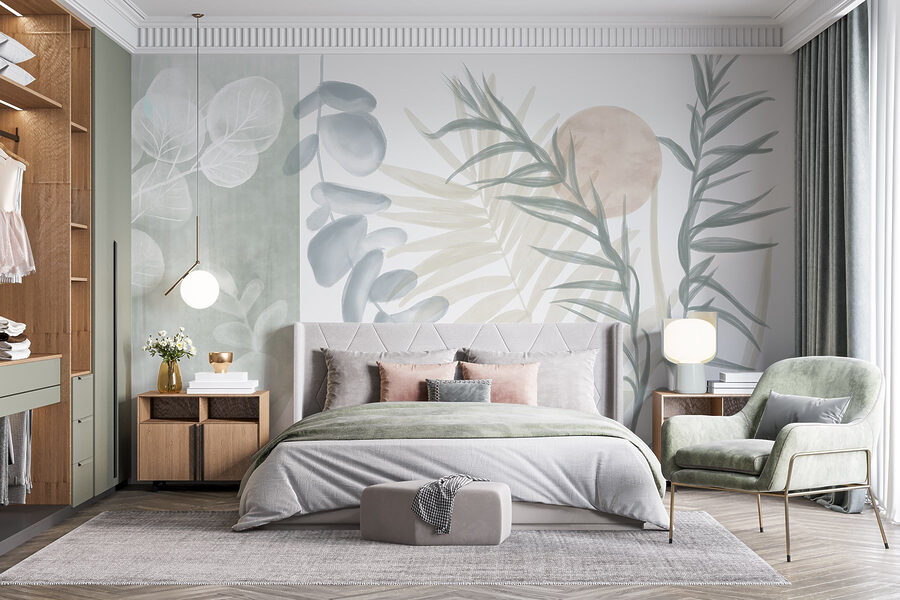 Illustration botanique sereine dans des tons doux