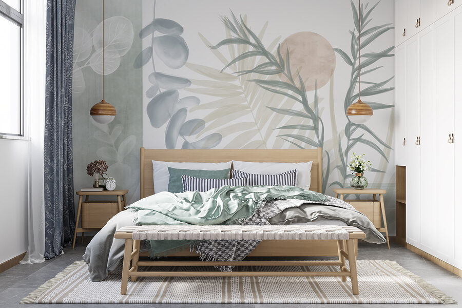 Illustration botanique sereine dans des tons doux