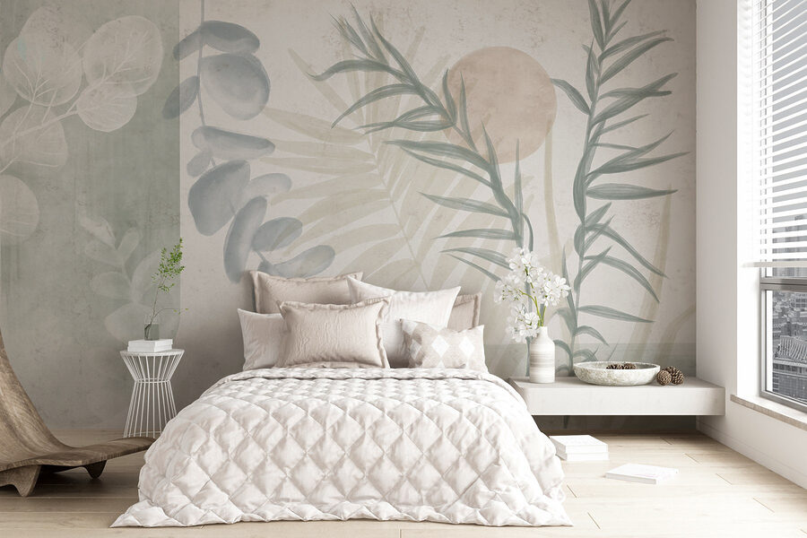 Illustration botanique sereine dans des tons doux