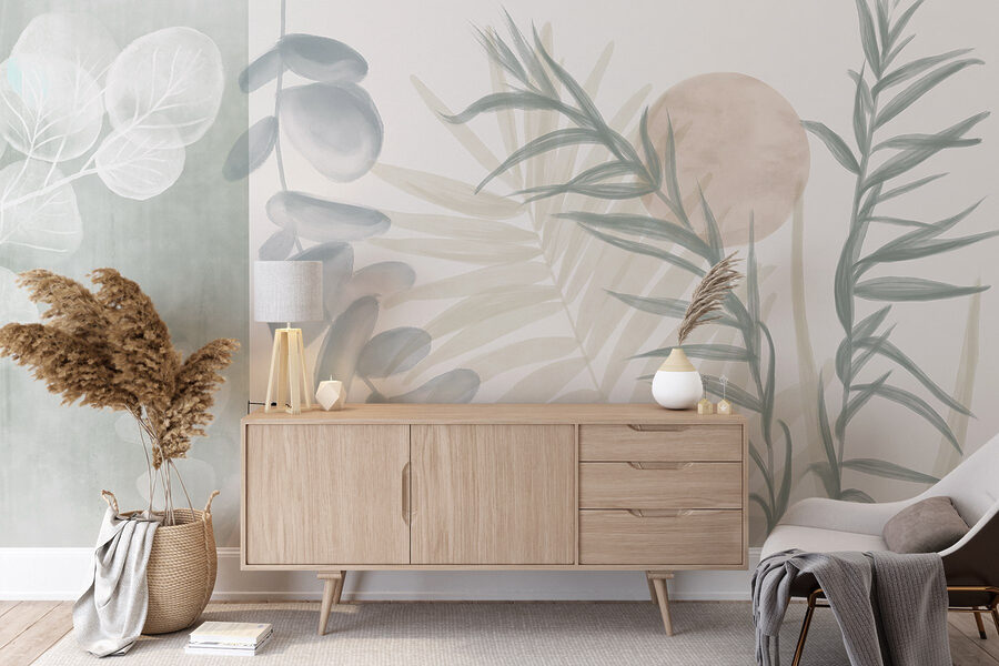 Illustration botanique sereine dans des tons doux
