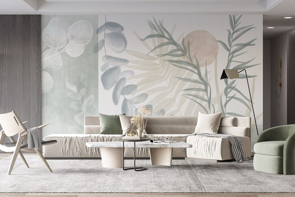 Serene botanical illustration in soft tones