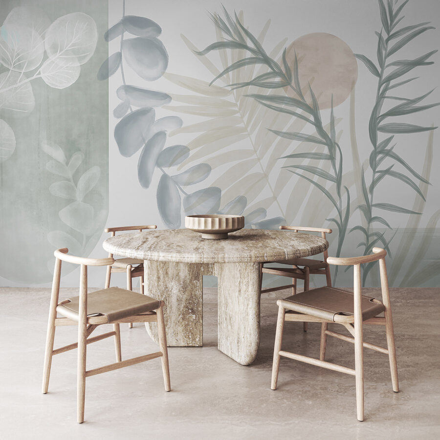 Illustration botanique sereine dans des tons doux