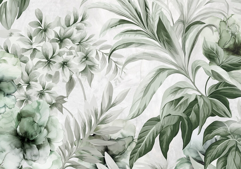 Motifs botaniques frais dans les tons verts Motifs botaniques frais dans les tons verts