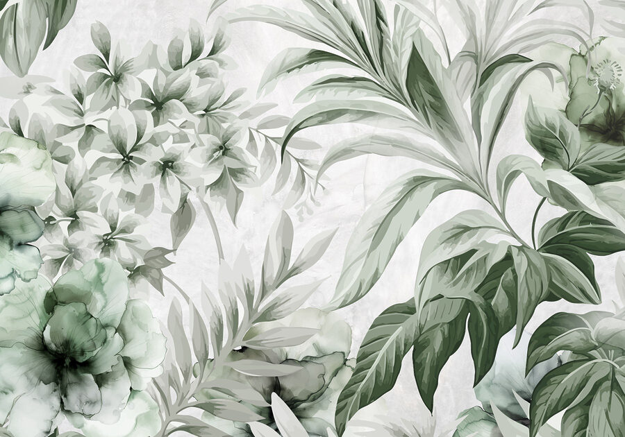 Motifs botaniques frais dans les tons verts Motifs botaniques frais dans les tons verts