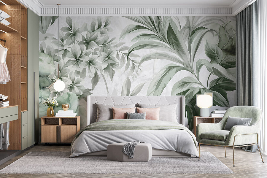Motifs botaniques frais dans les tons verts Motifs botaniques frais dans les tons verts