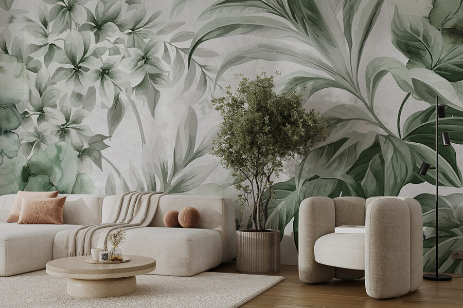 Motifs botaniques frais dans les tons verts Motifs botaniques frais dans les tons verts