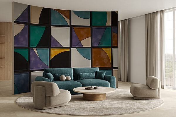 Mur avec des carrés de différentes couleurs Mur avec des carrés de différentes couleurs