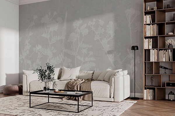 Motif floral blanc sur fond gris Motif floral blanc sur fond gris