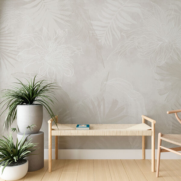 Motif floral blanc sur fond gris Motif floral blanc sur fond gris
